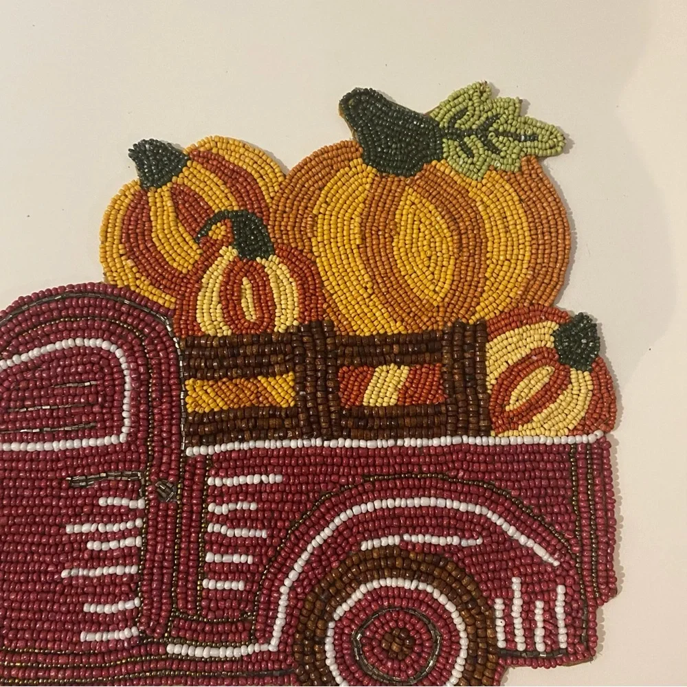 Pier 1 Fall Truck Of Pumpkins Placemat 12”x17.5”